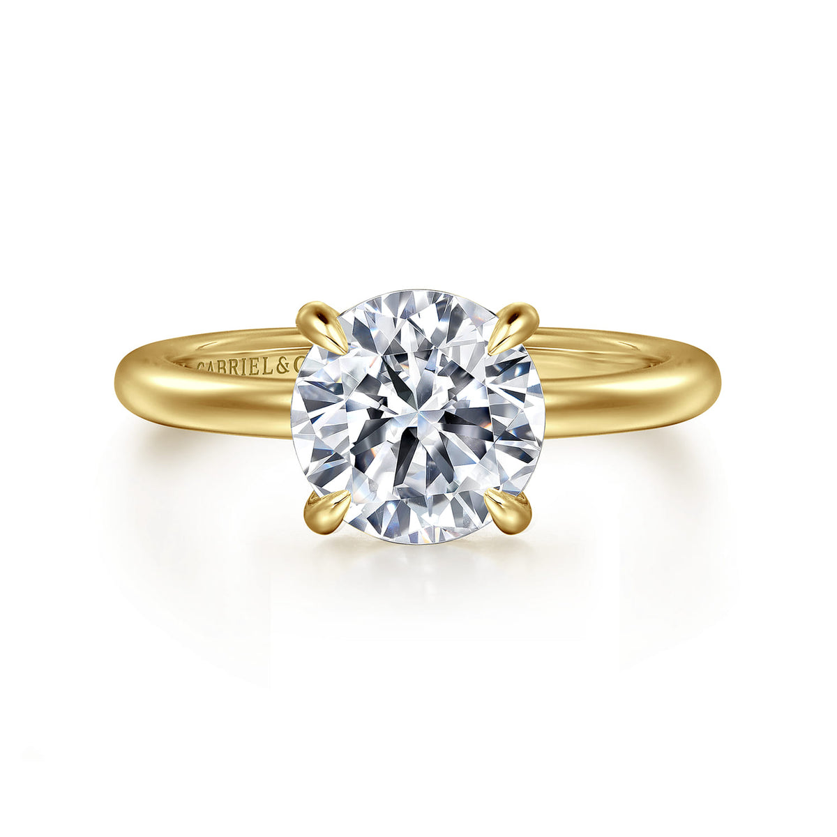 14K Yellow Gold Round Diamond Engagement Ring — Gabriel & Co. ER14684R8Y4JJJ; center stone shown for illustration, not included