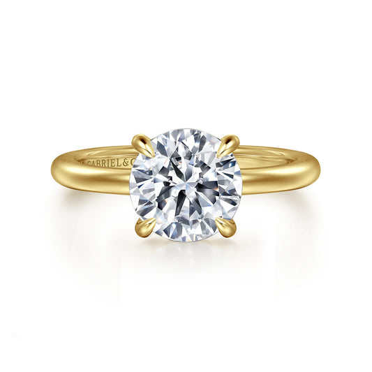 14K Yellow Gold Round Diamond Engagement Ring — Gabriel & Co. ER14684R8Y4JJJ; center stone shown for illustration, not included