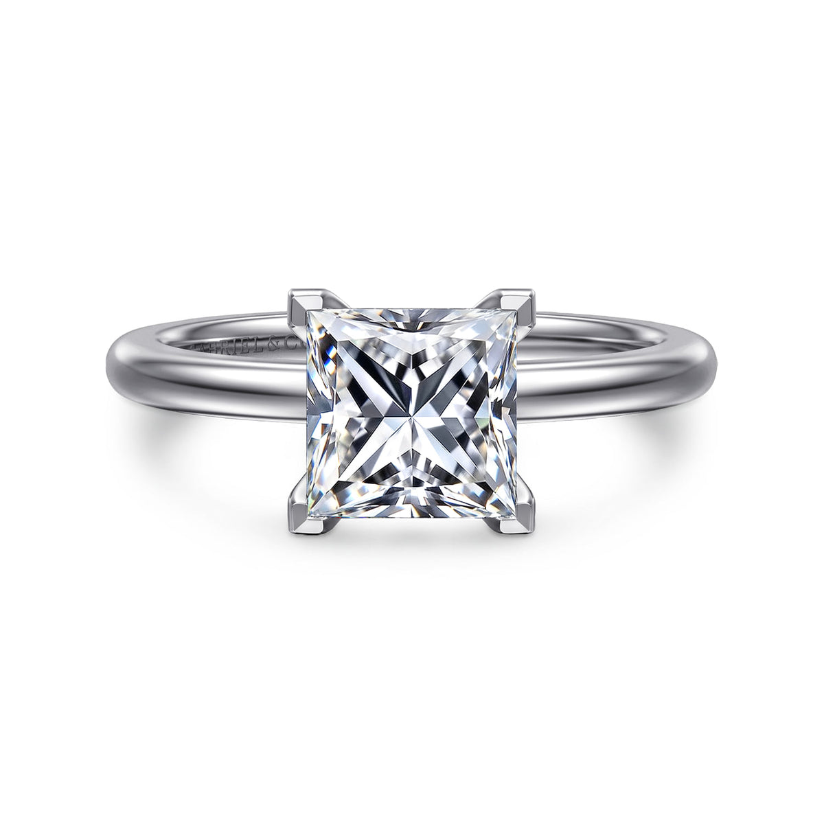14K White Gold Princess Cut Diamond Engagement Ring — ER14684S6W4JJJ; center stone shown for illustration, not included