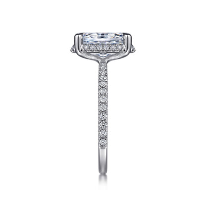 Platinum Hidden Halo Oval Diamond Engagement Ring — Gabriel & Co. ER14719O8PT4JJ; center stone shown for illustration, not included