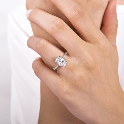 14K White Gold Hidden Halo Oval Diamond Engagement Ring — Gabriel & Co. ER14719O8W44JJ; center stone shown for illustration, not included