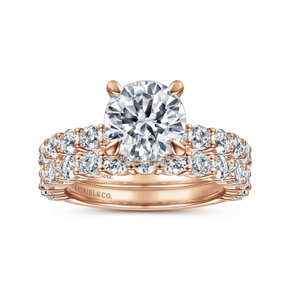 14K Rose Gold Round Diamond Engagement Ring — Gabriel & Co. ER14893R8K44JJ; center stone shown for illustration, not included