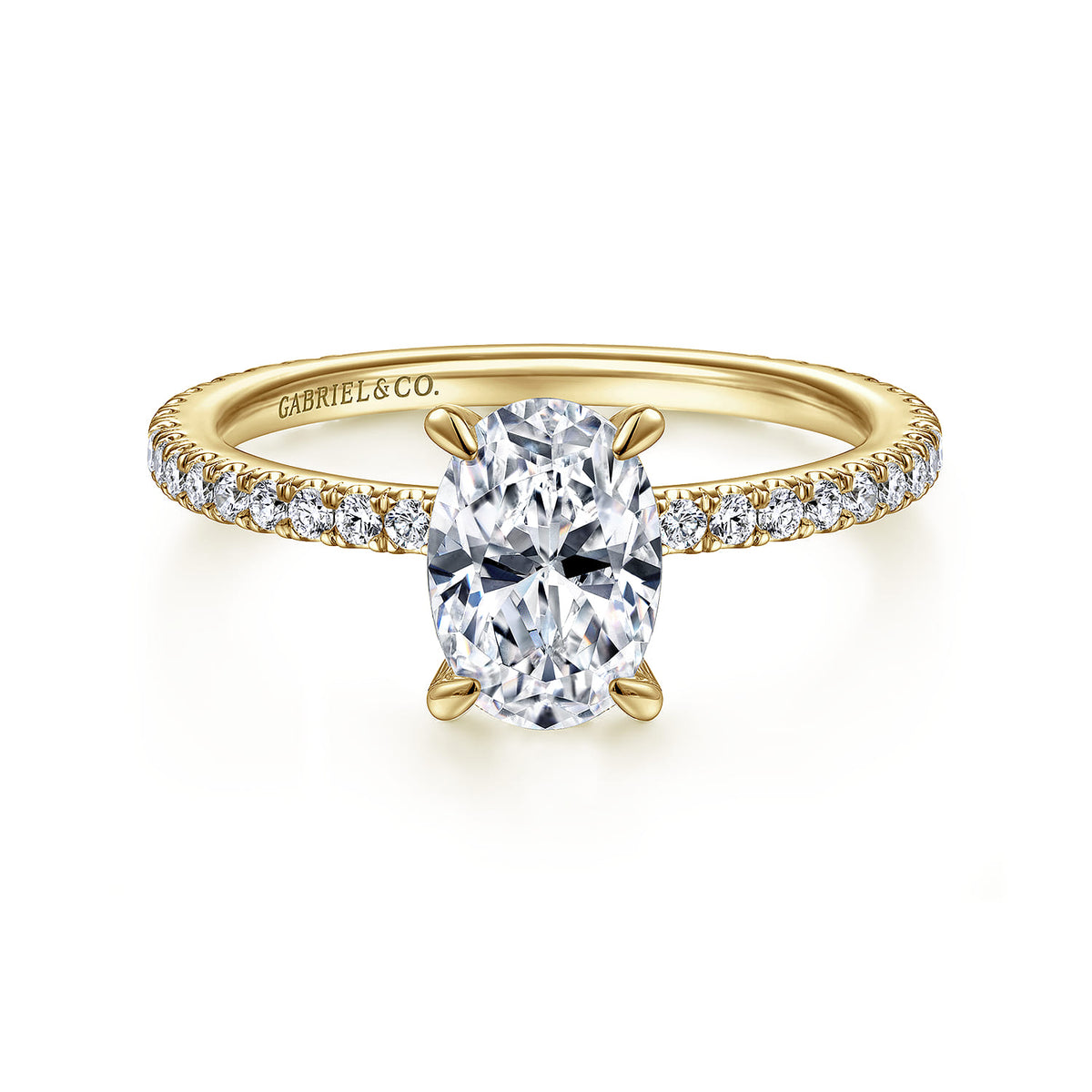 14K Yellow Gold Oval Diamond Engagement Ring — ER14914O4Y44JJ; center stone shown for illustration, not included