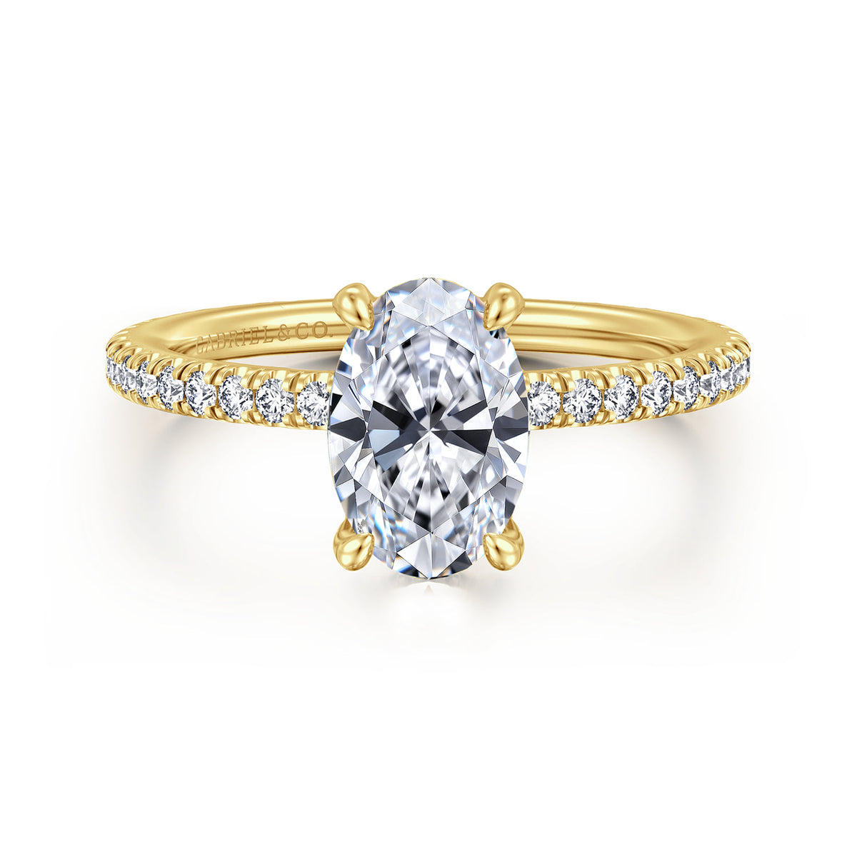 14K Yellow Gold Oval Diamond Engagement Ring — ER14914O6Y44JJ; center stone shown for illustration, not included