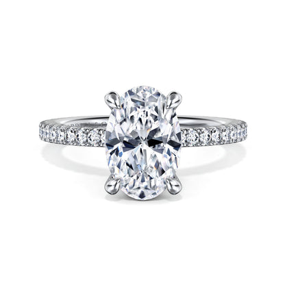14K White Gold Oval Diamond Engagement Ring — Gabriel & Co. ER14914O8W44JJ; center stone shown for illustration, not included