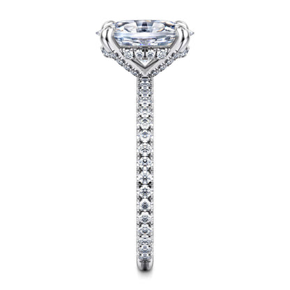 14K White Gold Oval Diamond Engagement Ring — Gabriel & Co. ER14914O8W44JJ; center stone shown for illustration, not included