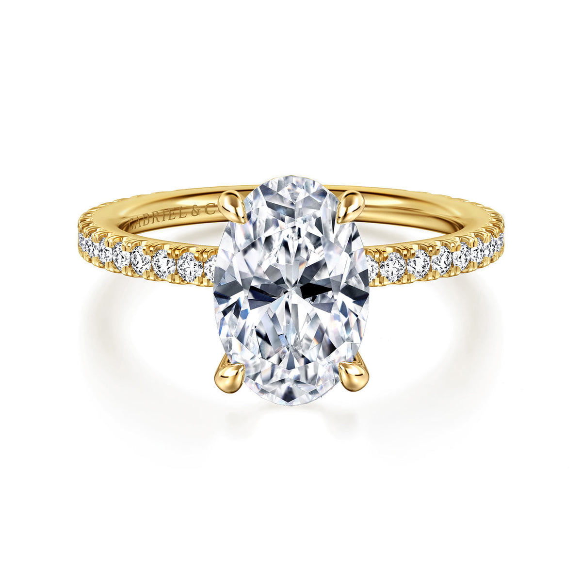 14K Yellow Gold Oval Diamond Engagement Ring — Gabriel & Co. ER14914O8Y44JJ; center stone shown for illustration, not included