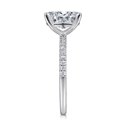 14K White Gold Oval Diamond Engagement Ring — setting only; center stone not included