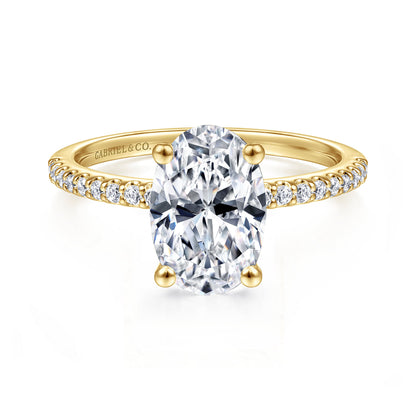 14K Yellow Gold Diamond Engagement Ring with 14K Yellow Gold Head — Gabriel & Co. ER14918O8Y44JJ; center stone shown for illustration, not included