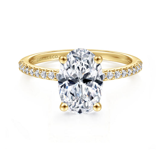 14K Yellow Gold Diamond Engagement Ring with 14K Yellow Gold Head — Gabriel & Co. ER14918O8Y44JJ; center stone shown for illustration, not included