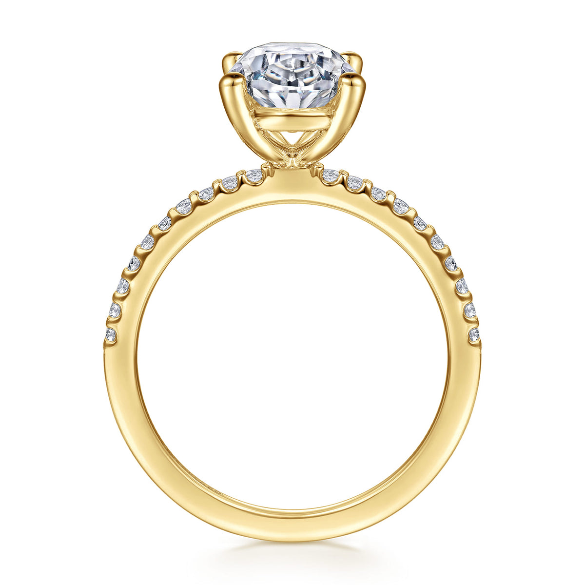 14K Yellow Gold Diamond Engagement Ring with 14K Yellow Gold Head — Gabriel & Co. ER14918O8Y44JJ; center stone shown for illustration, not included