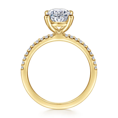 14K Yellow Gold Diamond Engagement Ring with 14K Yellow Gold Head — Gabriel & Co. ER14918O8Y44JJ; center stone shown for illustration, not included