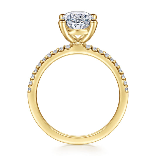 14K Yellow Gold Diamond Engagement Ring with 14K Yellow Gold Head — Gabriel & Co. ER14918O8Y44JJ; center stone shown for illustration, not included