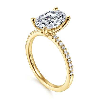14K Yellow Gold Diamond Engagement Ring with 14K Yellow Gold Head — Gabriel & Co. ER14918O8Y44JJ; center stone shown for illustration, not included