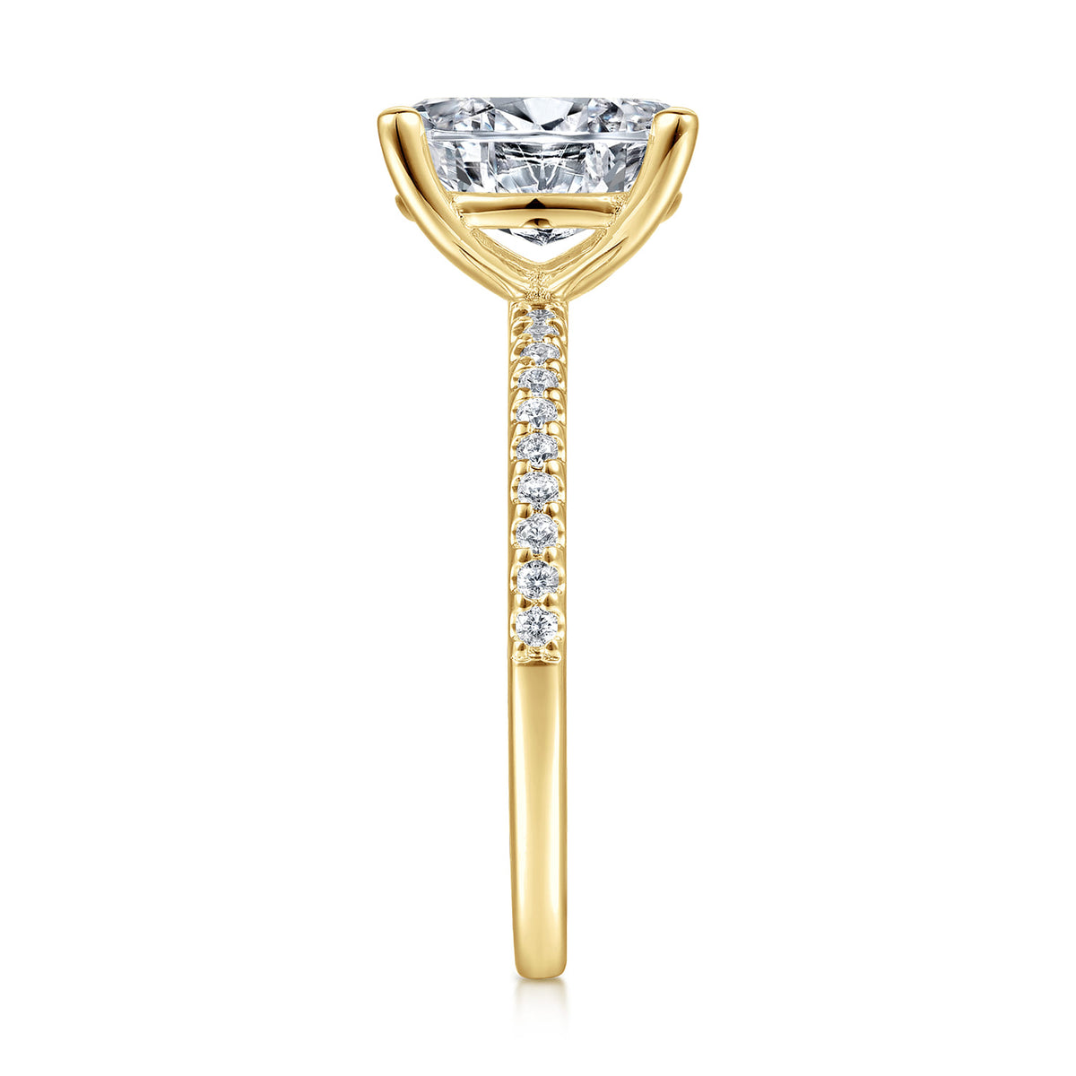 14K Yellow Gold Diamond Engagement Ring with 14K Yellow Gold Head — Gabriel & Co. ER14918O8Y44JJ; center stone shown for illustration, not included