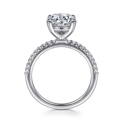 Platinum Round Diamond Engagement Ring — Gabriel & Co. ER14918R8PT4JJ; center stone shown for illustration, not included