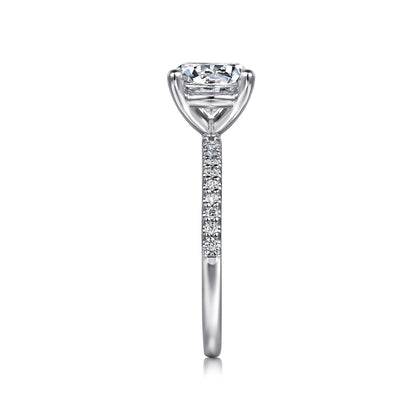 Platinum Round Diamond Engagement Ring — Gabriel & Co. ER14918R8PT4JJ; center stone shown for illustration, not included