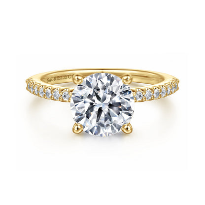 14K Yellow Gold Diamond Engagement Ring with 14K Yellow Gold Head — Gabriel & Co. ER14918R8Y44JJ; center stone shown for illustration, not included