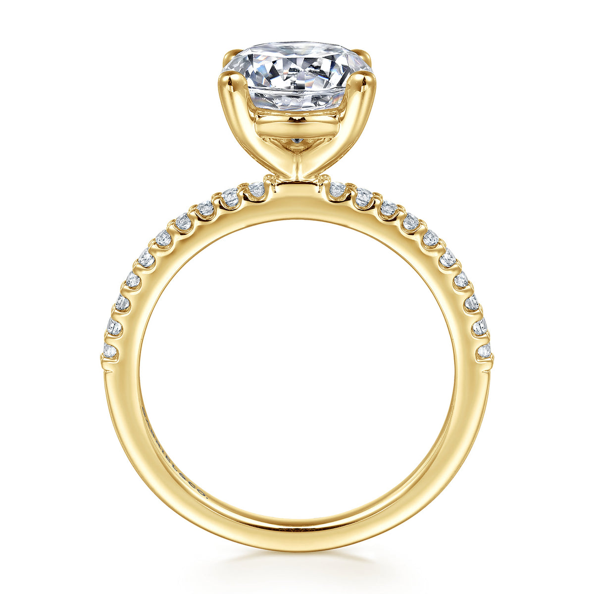 14K Yellow Gold Diamond Engagement Ring with 14K Yellow Gold Head — Gabriel & Co. ER14918R8Y44JJ; center stone shown for illustration, not included