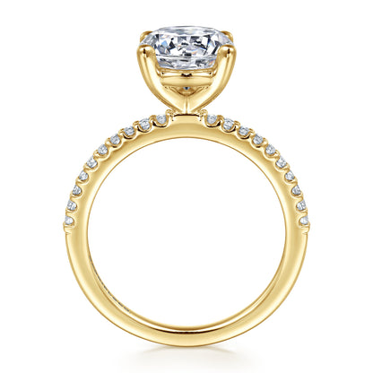 14K Yellow Gold Diamond Engagement Ring with 14K Yellow Gold Head — Gabriel & Co. ER14918R8Y44JJ; center stone shown for illustration, not included
