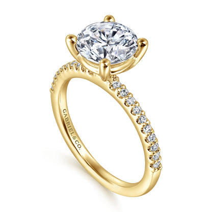 14K Yellow Gold Diamond Engagement Ring with 14K Yellow Gold Head — Gabriel & Co. ER14918R8Y44JJ; center stone shown for illustration, not included