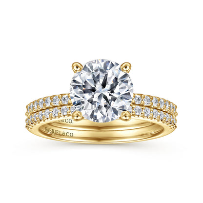 14K Yellow Gold Diamond Engagement Ring with 14K Yellow Gold Head — Gabriel & Co. ER14918R8Y44JJ; center stone shown for illustration, not included