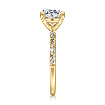14K Yellow Gold Diamond Engagement Ring with 14K Yellow Gold Head — Gabriel & Co. ER14918R8Y44JJ; center stone shown for illustration, not included