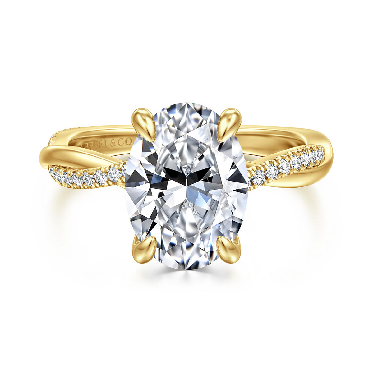14K Yellow Gold Oval Diamond Engagement Ring — ER14922O12Y44JJ; center stone shown for illustration, not included