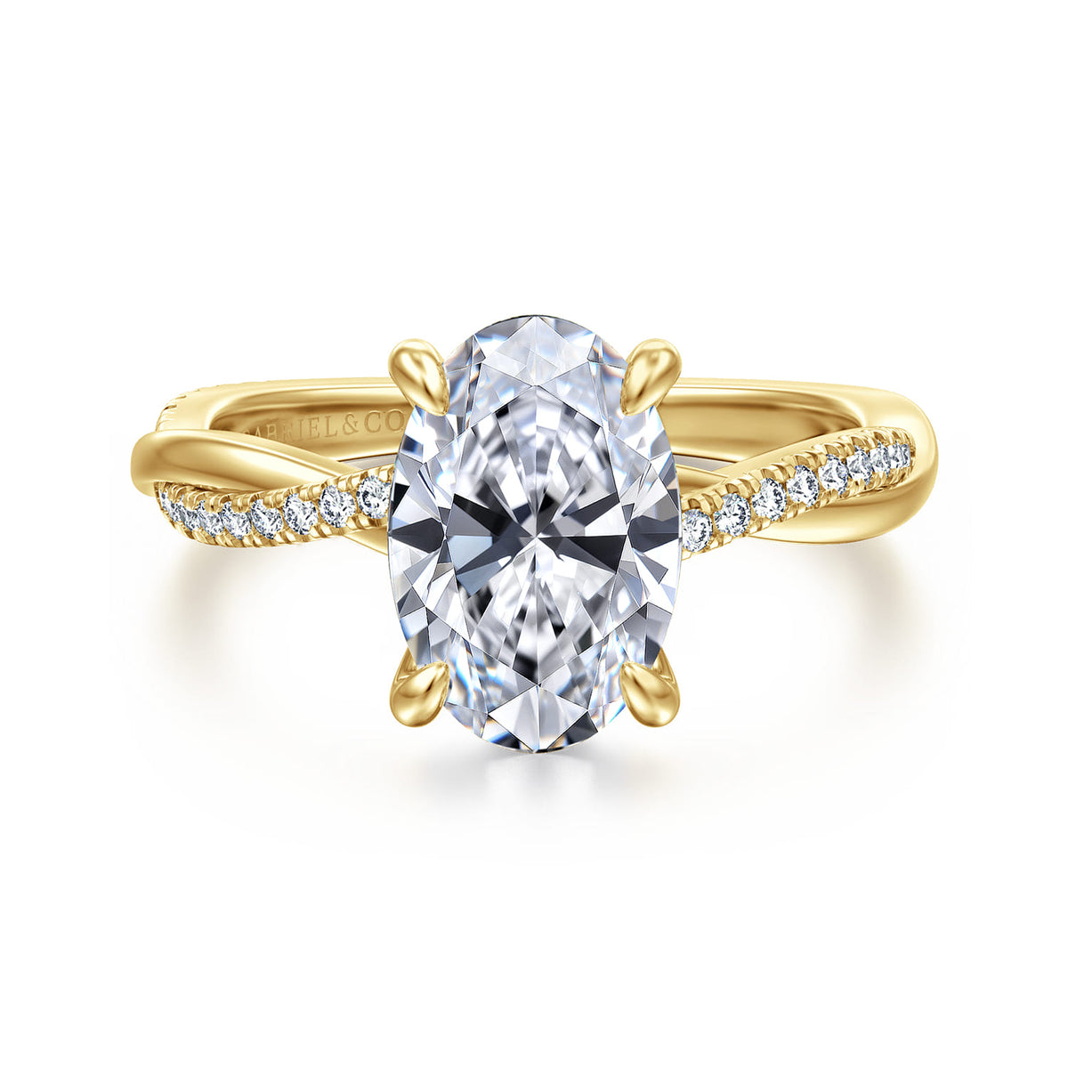 14K Yellow Gold Oval Diamond Engagement Ring — ER14922O8Y44JJ; center stone shown for illustration, not included