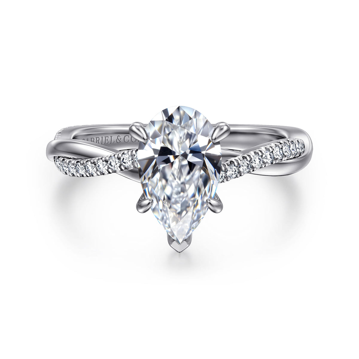 Platinum Pear Shape Twisted Diamond Engagement Ring — ER14922P6PT4JJ; center stone shown for illustration, not included