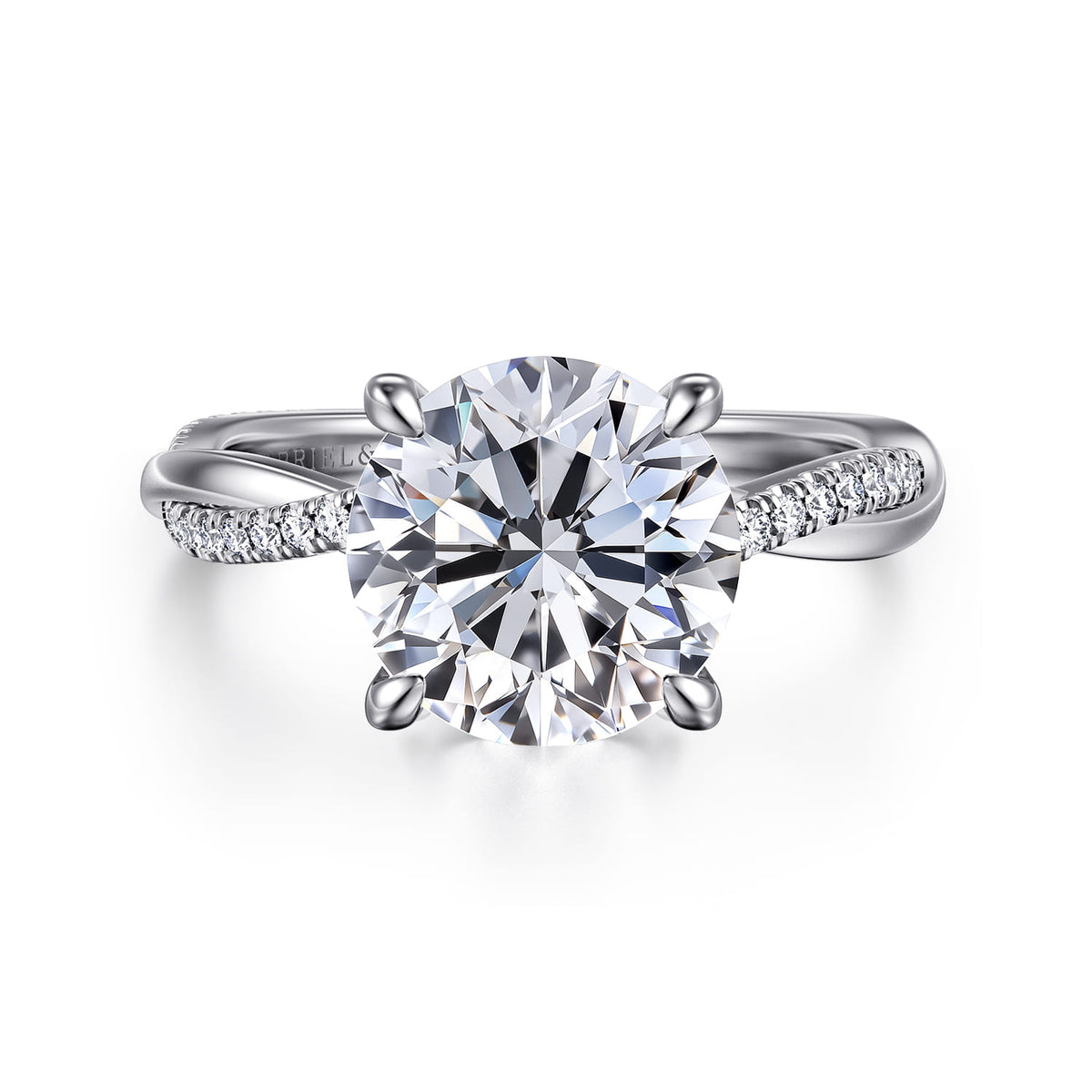 14K White Gold Round Diamond Engagement Ring — ER14922R12W44JJ; center stone shown for illustration, not included