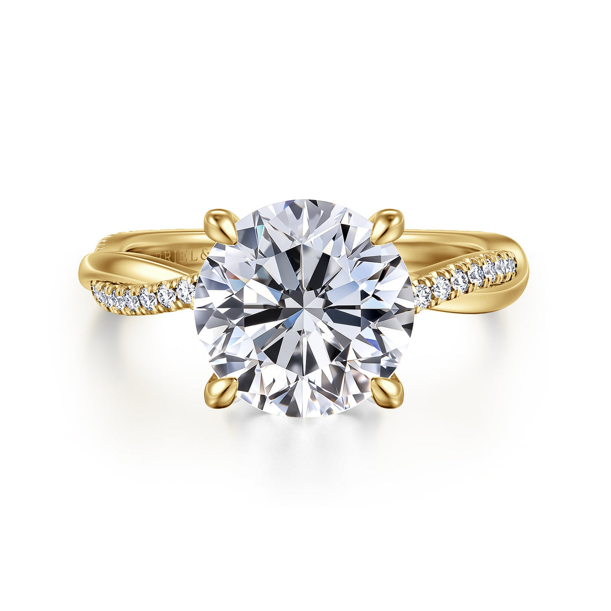 14K Yellow Gold Twisted Round Diamond Engagement Ring — ER14922R12Y44JJ; center stone shown for illustration, not included