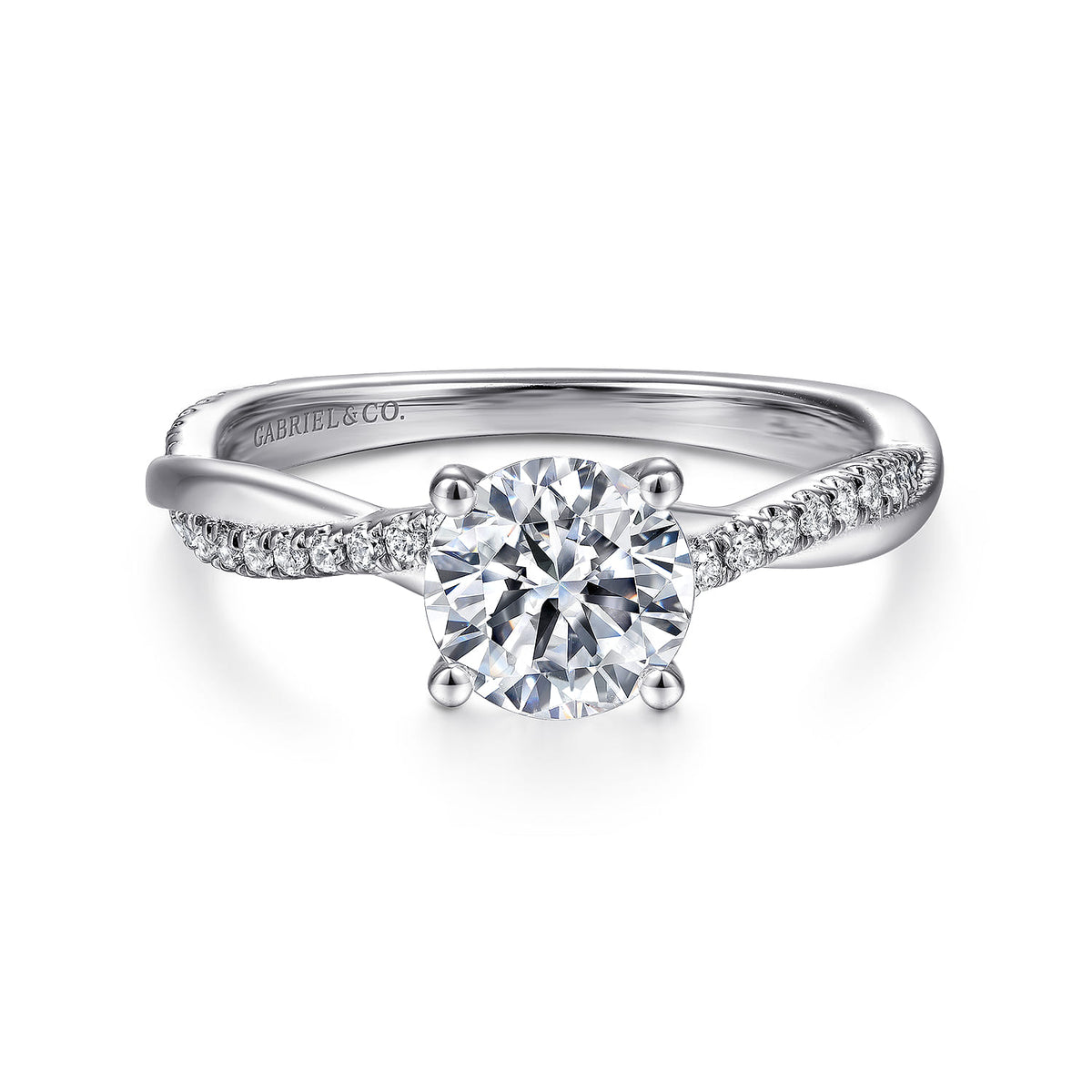 Platinum Round Diamond Engagement Ring — ER14922R4PT4JJ; center stone shown for illustration, not included