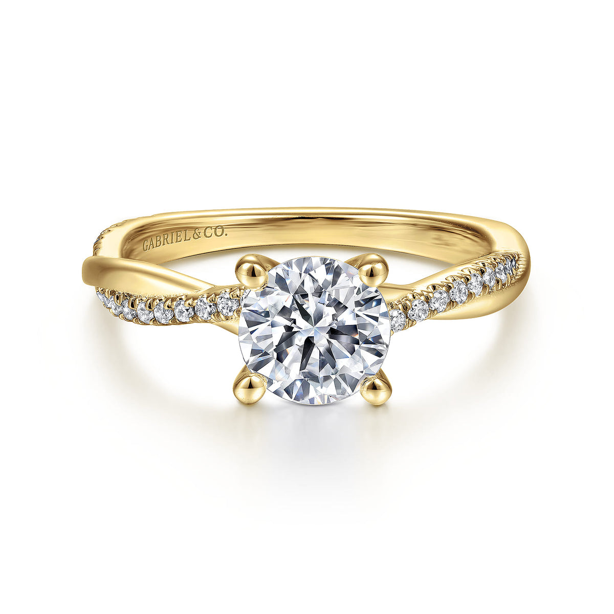 14K Yellow Gold Twisted Round Diamond Engagement Ring — ER14922R4Y44JJ; center stone shown for illustration, not included