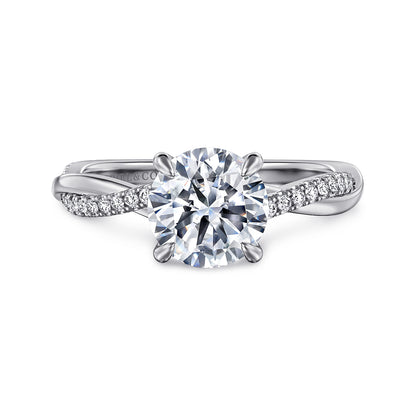 Platinum Pear Shape Twisted Diamond Engagement Ring — Gabriel & Co. ER14922R6PT4JJ; center stone shown for illustration, not included