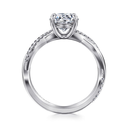 Platinum Pear Shape Twisted Diamond Engagement Ring — Gabriel & Co. ER14922R6PT4JJ; center stone shown for illustration, not included