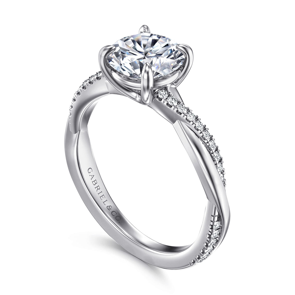 Platinum Pear Shape Twisted Diamond Engagement Ring — Gabriel & Co. ER14922R6PT4JJ; center stone shown for illustration, not included