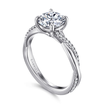 Platinum Pear Shape Twisted Diamond Engagement Ring — Gabriel & Co. ER14922R6PT4JJ; center stone shown for illustration, not included