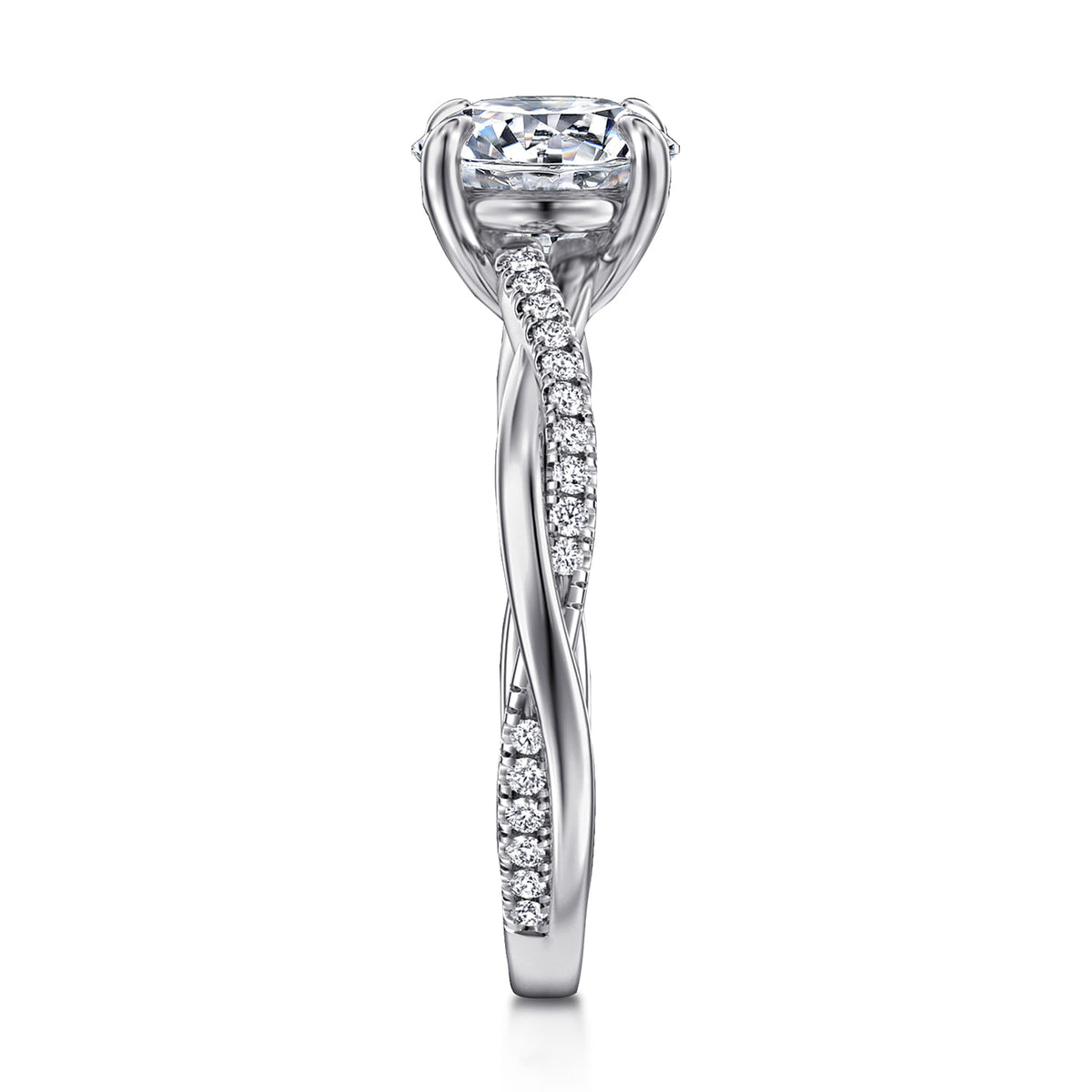 Platinum Pear Shape Twisted Diamond Engagement Ring — Gabriel & Co. ER14922R6PT4JJ; center stone shown for illustration, not included