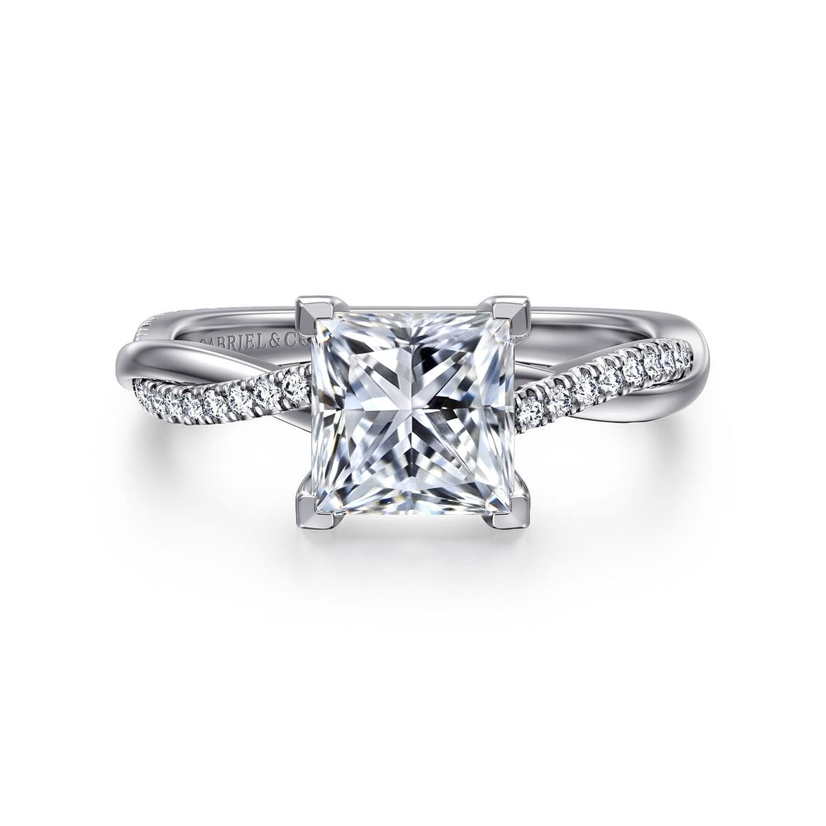 Platinum Princess Cut Twisted Diamond Engagement Ring — ER14922S6PT4JJ; center stone shown for illustration, not included