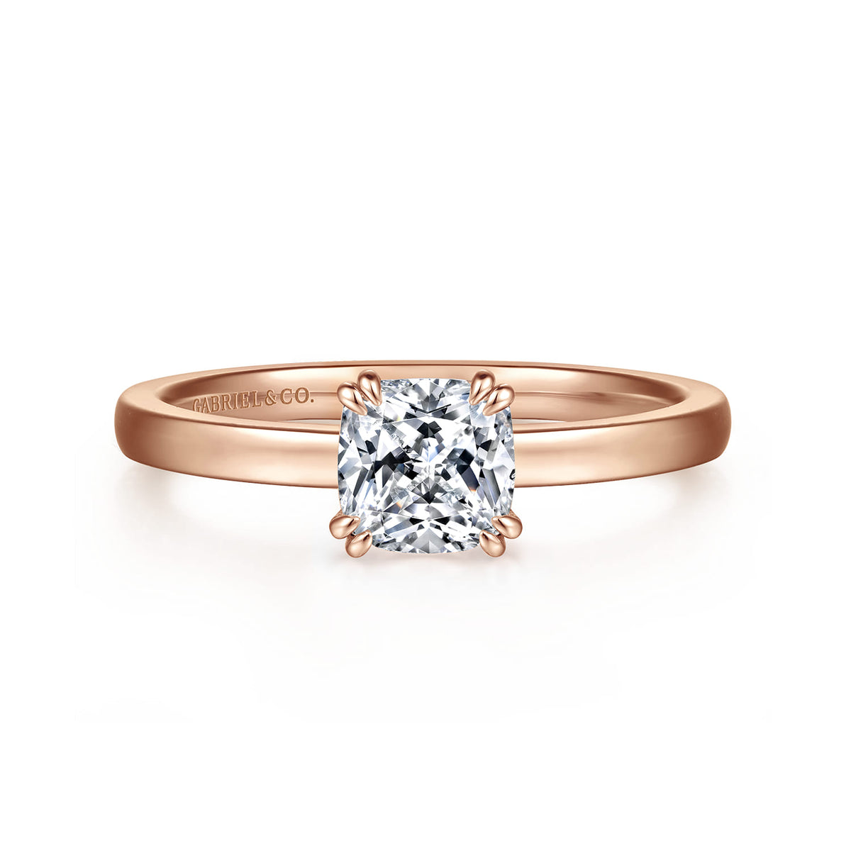 14K Rose Gold Cushion Cut Diamond Engagement Ring — ER14982C4K4JJJ; center stone shown for illustration, not included
