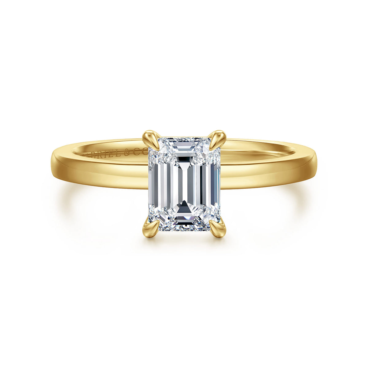14K Yellow Gold Emerald Cut Diamond Engagement Ring — ER14982E4Y4JJJ; center stone shown for illustration, not included