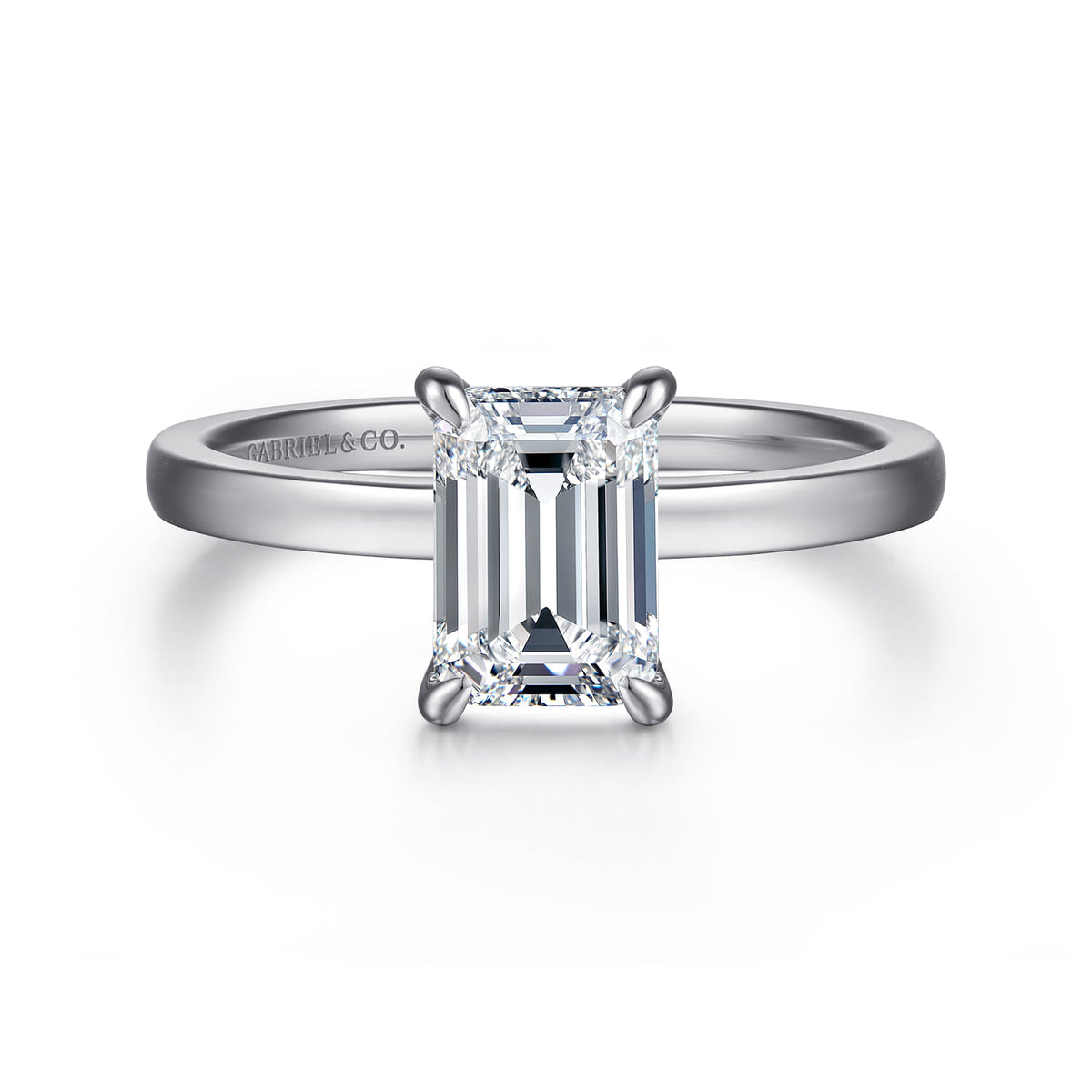 14K White Gold Emerald Cut Diamond Diamond Engagement Ring — ER14982E6W4JJJ; center stone shown for illustration, not included