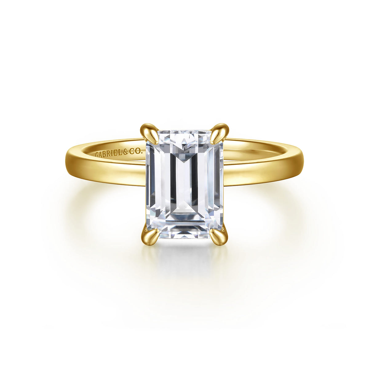 14K Yellow Gold Emerald Cut Diamond Engagement Ring — ER14982E8Y4JJJ; center stone shown for illustration, not included