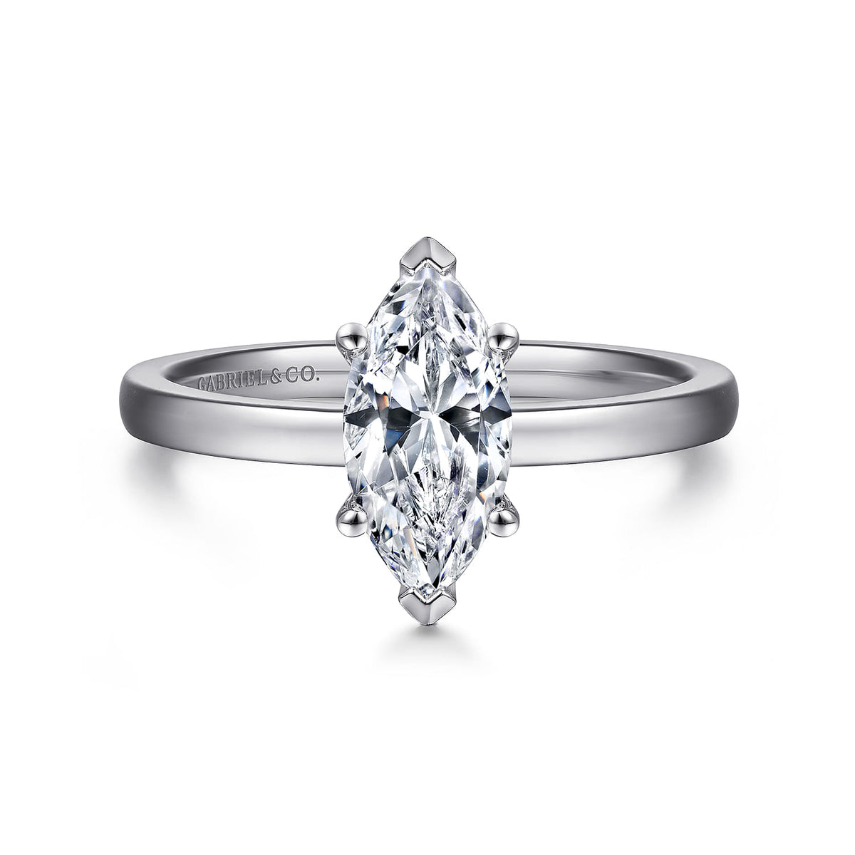 14K White Gold Marquise Shape Diamond Engagement Ring — ER14982M4W4JJJ; center stone shown for illustration, not included