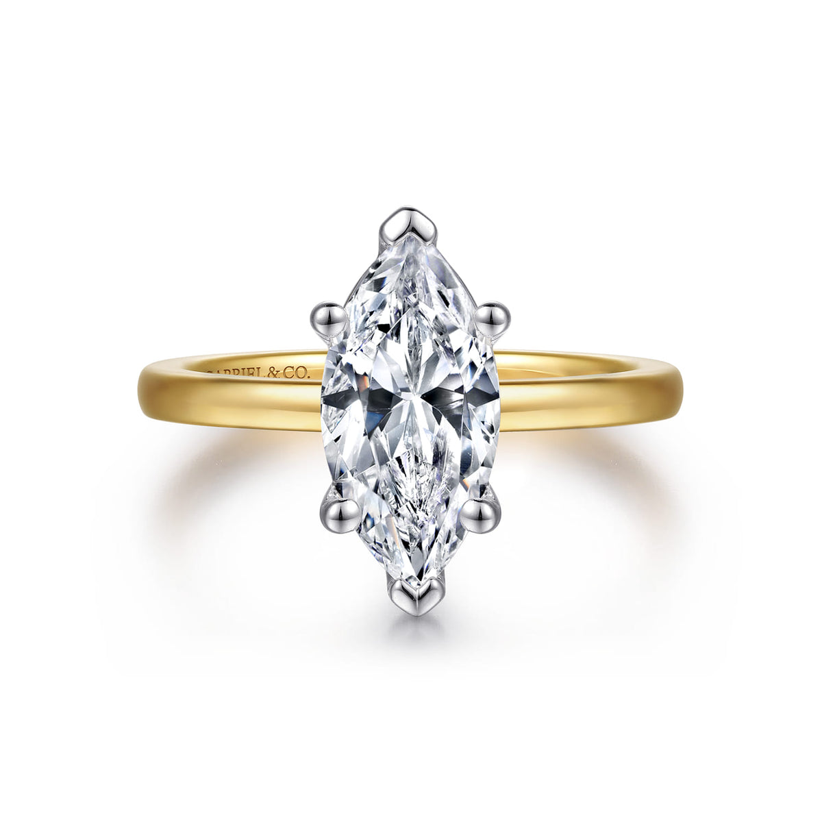 14K White-Yellow Gold  Marquise Diamond Engagement Ring — ER14982M6M4JJJ; center stone shown for illustration, not included