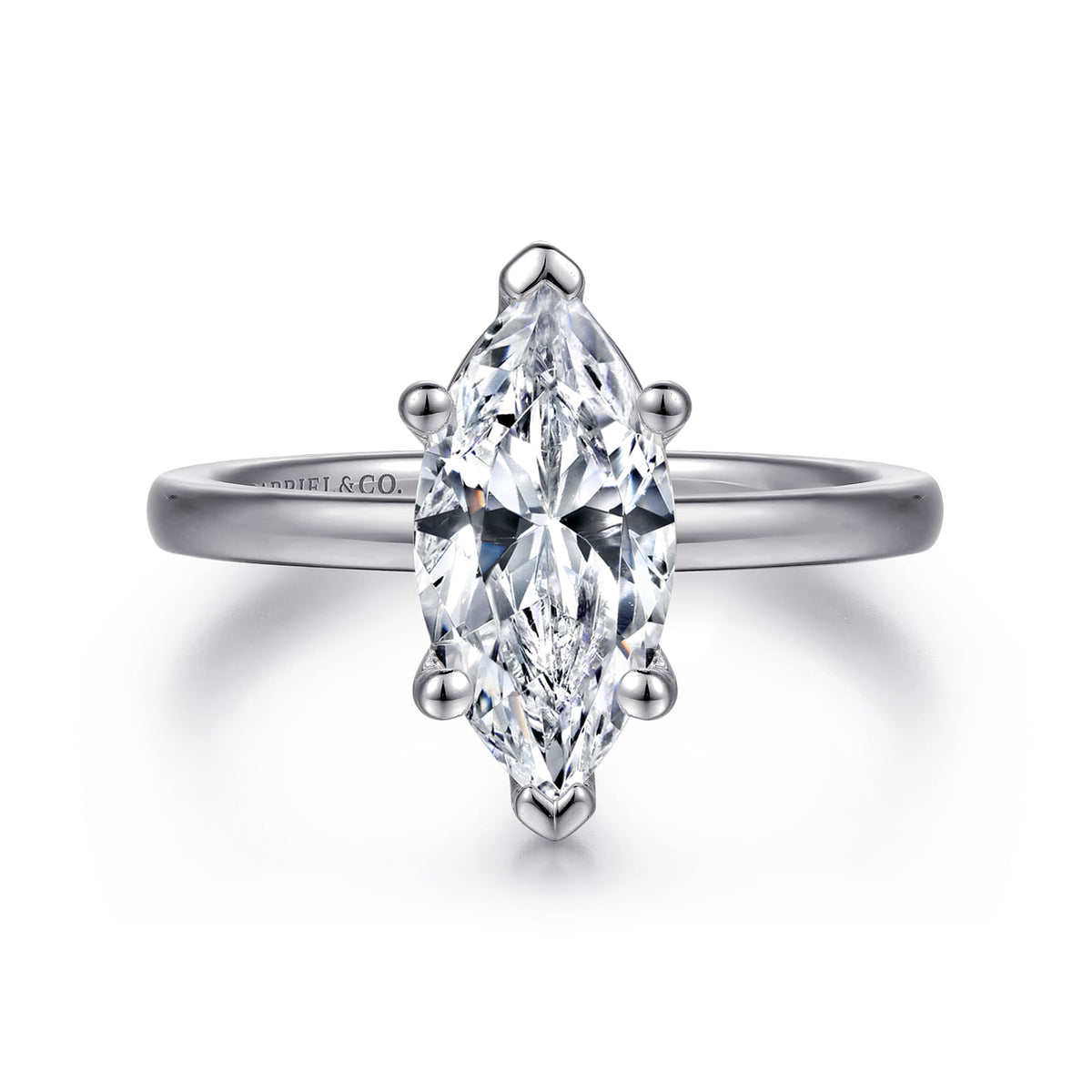14K White Gold Marquise Shape Diamond Engagement Ring — ER14982M6W4JJJ; center stone shown for illustration, not included