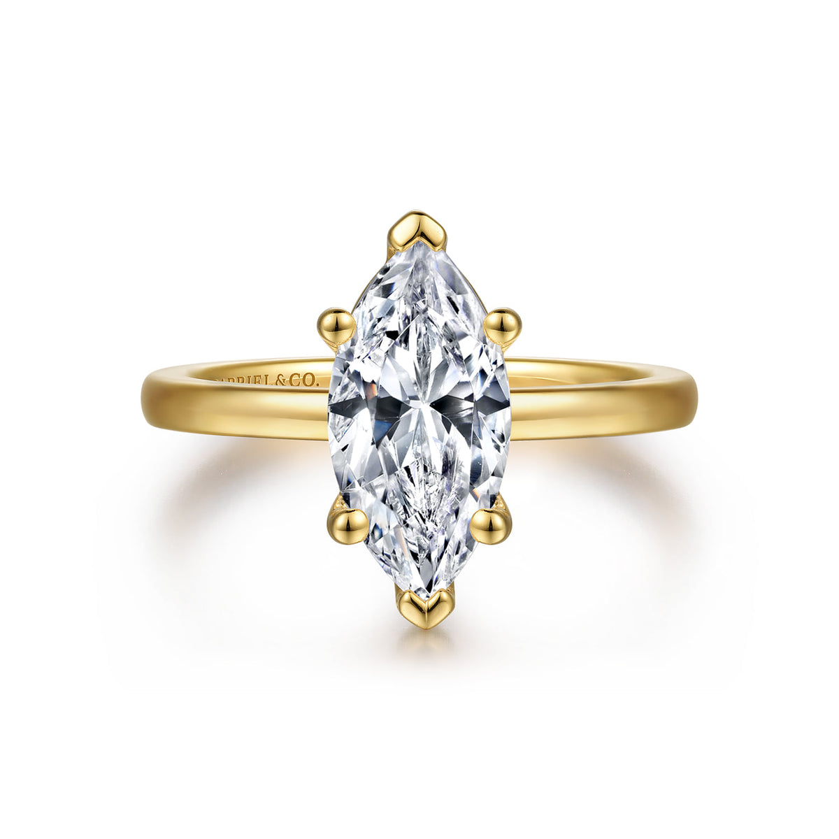 14K Yellow Gold Marquise Shape Diamond Engagement Ring — ER14982M6Y4JJJ; center stone shown for illustration, not included