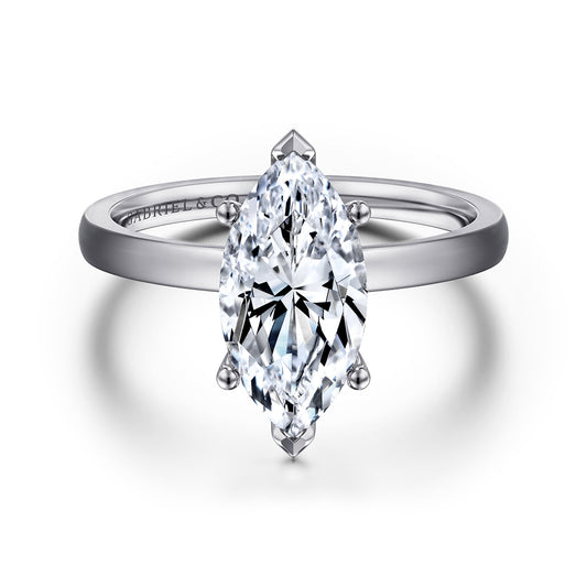 14K White Gold Marquise Shape Diamond Engagement Ring — Gabriel & Co. ER14982M8W4JJJ; center stone shown for illustration, not included
