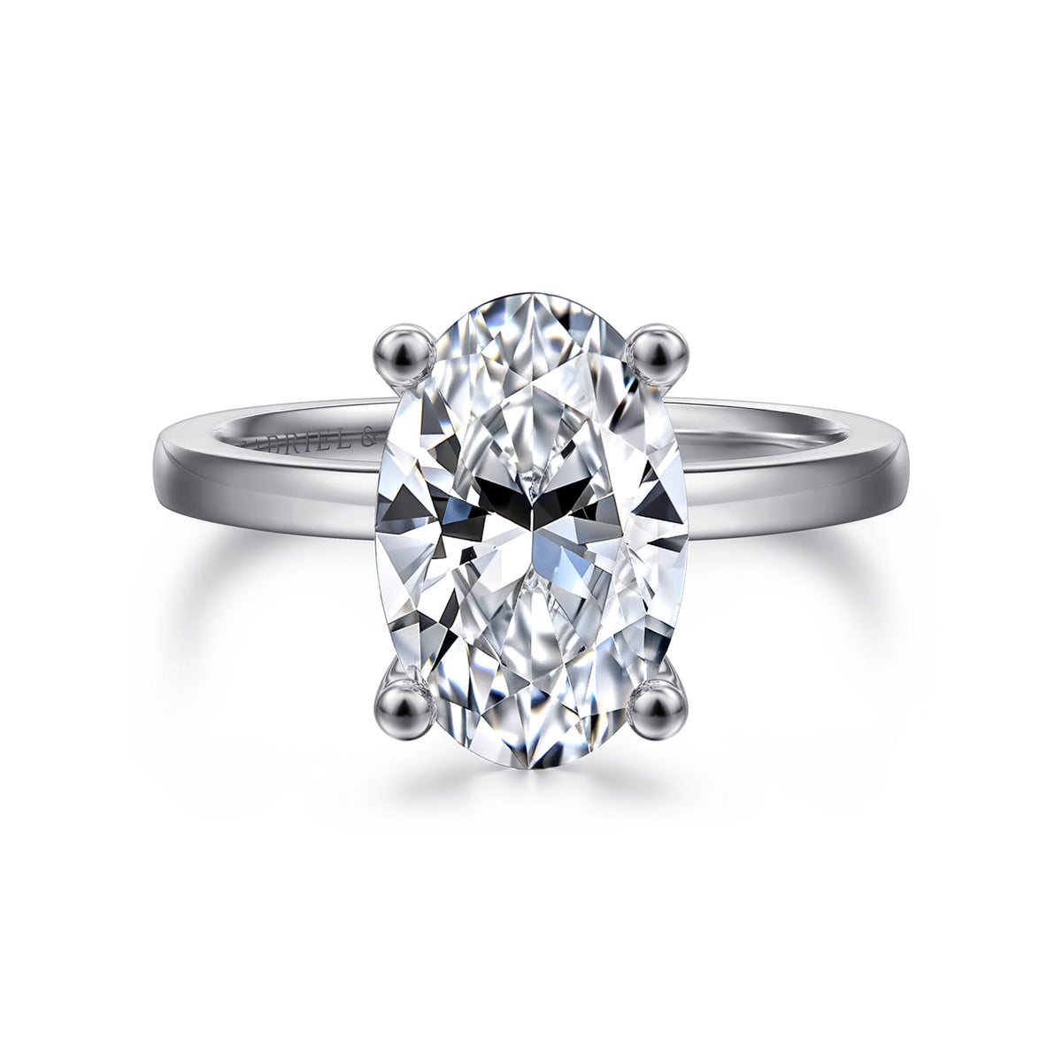 14K White Gold Oval Diamond Engagement Ring — ER14982O12W4JJJ; center stone shown for illustration, not included